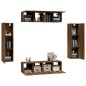Set Mobili Porta TV 6 pz Rovere Marrone in Legno Multistrato