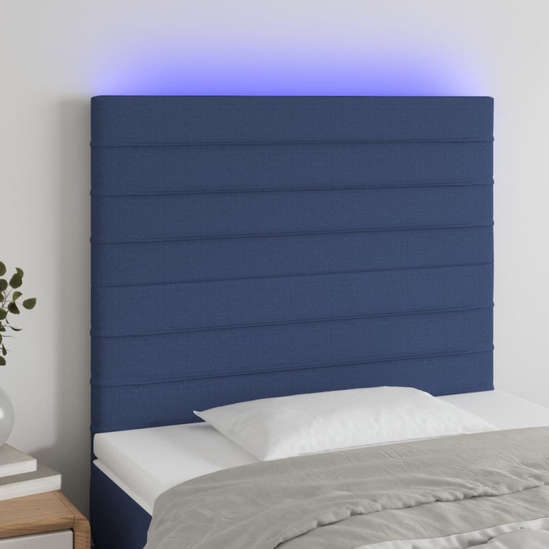 Testiera a LED Blu 80x5x118/128 cm in Tessuto Testiera a LED Blu 80x5x118/128 cm in Tessuto