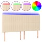 Testiera a LED crema 200x5x118/128cm in Tessuto Testiera a LED crema 200x5x118/128cm in Tessuto