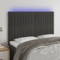 Testiera a LED Grigio Scuro 144x5x118/128cm in Velluto Testiera a LED Grigio Scuro 144x5x118/128cm in Velluto