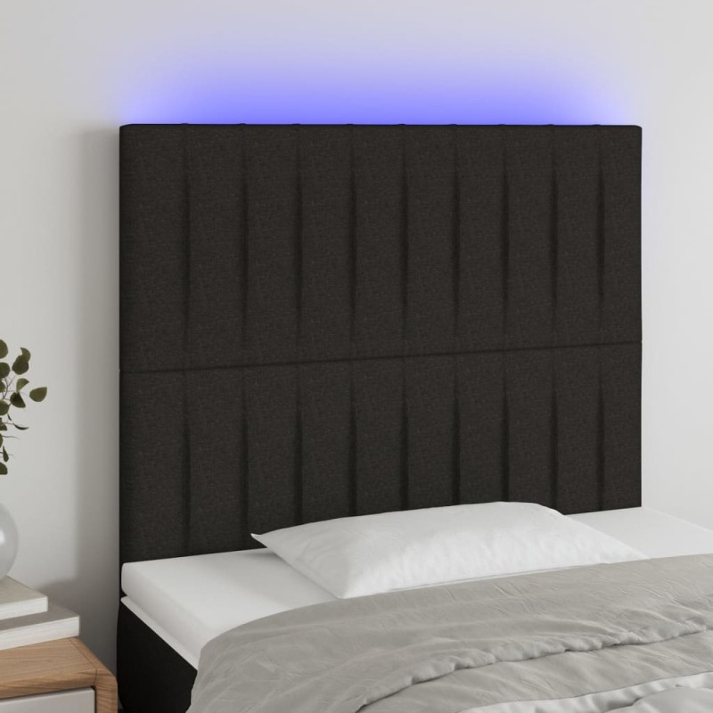 Testiera a LED Nera 100x5x118/128 cm in Tessuto Testiera a LED Nera 100x5x118/128 cm in Tessuto
