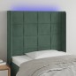 Testiera a LED Verde Scuro 83x16x118/128 cm in Velluto Testiera a LED Verde Scuro 83x16x118/128 cm in Velluto