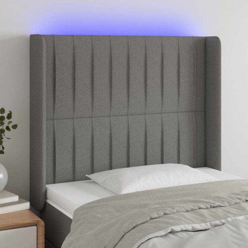 Testiera a LED Grigio Scuro 83x16x118/128 cm in Tessuto Testiera a LED Grigio Scuro 83x16x118/128 cm in Tessuto