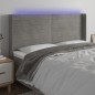 Testiera a LED Grigio Chiaro 163x16x118/128 cm in Velluto Testiera a LED Grigio Chiaro 163x16x118/128 cm in Velluto