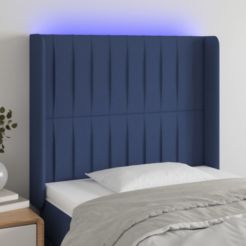 Testiera a LED Blu 103x16x118/128 cm in Tessuto Testiera a LED Blu 103x16x118/128 cm in Tessuto