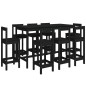 Set da Bar 9 pz Nero in Legno Massello di Pino Set da Bar 9 pz Nero in Legno Massello di Pino