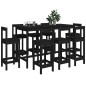 Set da Bar 9 pz Nero in Legno Massello di Pino Set da Bar 9 pz Nero in Legno Massello di Pino