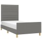 Giroletto con Testiera Grigio Scuro 80x200 cm in Tessuto Giroletto con Testiera Grigio Scuro 80x200 cm in Tessuto