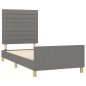 Giroletto con Testiera Grigio Scuro 80x200 cm in Tessuto Giroletto con Testiera Grigio Scuro 80x200 cm in Tessuto