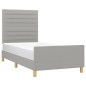 Giroletto con Testiera Grigio Chiaro 90x190 cm in Tessuto Giroletto con Testiera Grigio Chiaro 90x190 cm in Tessuto