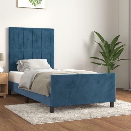 Giroletto con Testiera Blu Scuro 80x200 cm in Velluto