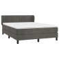 Giroletto a Molle con Materasso Grigio Scuro 140x190 cm Velluto