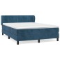 Giroletto a Molle con Materasso Blu Scuro 140x200 cm in Velluto