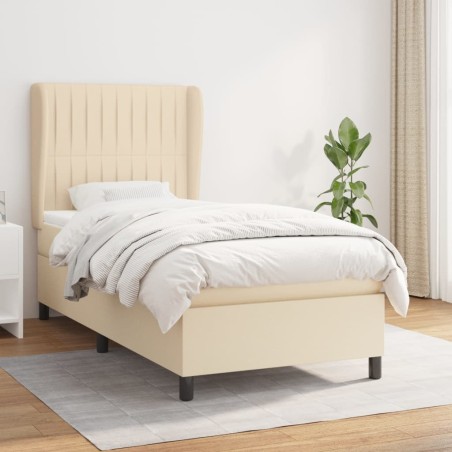 Giroletto a Molle con Materasso Crema 100x200 cm in Tessuto