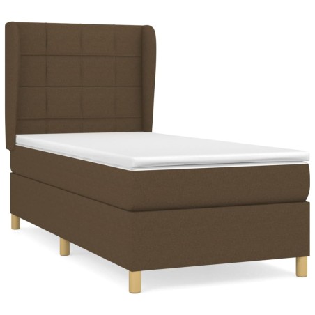 Giroletto a Molle con Materasso Marrone Scuro 100x200cm Tessuto