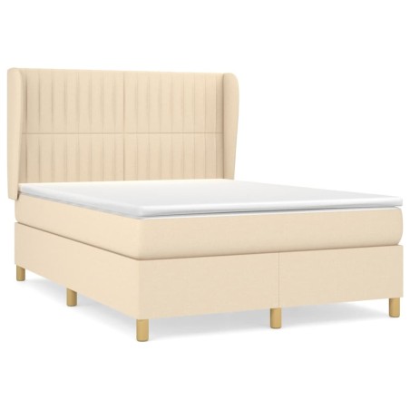 Giroletto a Molle con Materasso Crema 140x19 cm in Tessuto