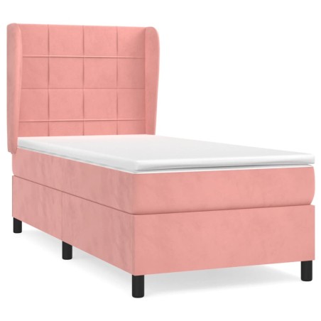 Giroletto a Molle con Materasso Rosa 80x200 cm in Velluto