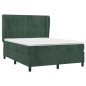 Giroletto a Molle con Materasso Verde Scuro 140x200 cm Velluto