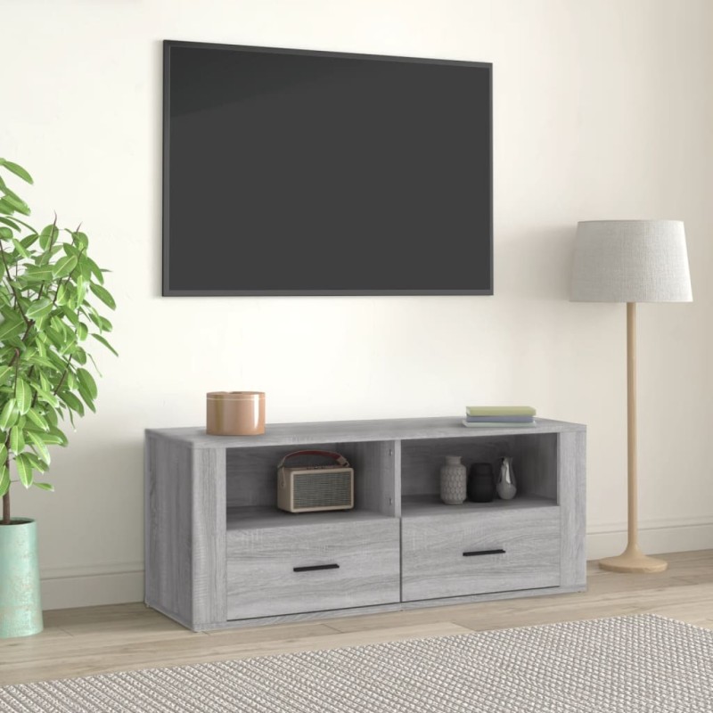 Mobile TV Grigio Sonoma 100x35x40 cm in Legno Multistrato Mobile TV Grigio Sonoma 100x35x40 cm in Legno Multistrato