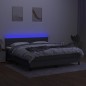 Letto a Molle Materasso e LED Grigio Scuro 160x200cm in Tessuto Letto a Molle Materasso e LED Grigio Scuro 160x200cm in Tessuto