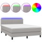 Letto a Molle Materasso e LED Grigio Chiaro 140x200 cm Tessuto Letto a Molle Materasso e LED Grigio Chiaro 140x200 cm Tessuto