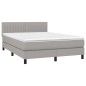 Letto a Molle Materasso e LED Grigio Chiaro 140x200 cm Tessuto Letto a Molle Materasso e LED Grigio Chiaro 140x200 cm Tessuto