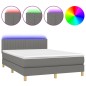 Letto a Molle Materasso e LED Grigio Scuro 140x190cm in Tessuto Letto a Molle Materasso e LED Grigio Scuro 140x190cm in Tessuto