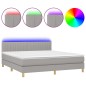 Letto a Molle Materasso e LED Grigio Chiaro 160x200 cm Tessuto Letto a Molle Materasso e LED Grigio Chiaro 160x200 cm Tessuto
