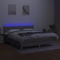 Letto a Molle Materasso e LED Grigio Chiaro 160x200 cm Tessuto Letto a Molle Materasso e LED Grigio Chiaro 160x200 cm Tessuto