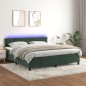 Letto a Molle con Materasso e LED Verde Scuro 160x200cm Velluto Letto a Molle con Materasso e LED Verde Scuro 160x200cm Velluto