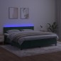 Letto a Molle con Materasso e LED Verde Scuro 160x200cm Velluto Letto a Molle con Materasso e LED Verde Scuro 160x200cm Velluto