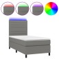Letto a Molle Materasso e LED Grigio Scuro 80x200 cm in Tessuto Letto a Molle Materasso e LED Grigio Scuro 80x200 cm in Tessuto