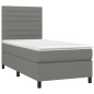 Letto a Molle Materasso e LED Grigio Scuro 80x200 cm in Tessuto Letto a Molle Materasso e LED Grigio Scuro 80x200 cm in Tessuto