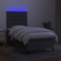 Letto a Molle Materasso e LED Grigio Scuro 80x200 cm in Tessuto Letto a Molle Materasso e LED Grigio Scuro 80x200 cm in Tessuto