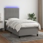 Letto a Molle Materasso e LED Grigio Scuro 80x200 cm in Tessuto Letto a Molle Materasso e LED Grigio Scuro 80x200 cm in Tessuto