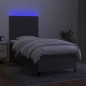 Letto a Molle Materasso e LED Grigio Scuro 80x200 cm in Tessuto Letto a Molle Materasso e LED Grigio Scuro 80x200 cm in Tessuto