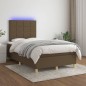Letto a Molle Materasso e LED Marrone Scuro 120x200 cm Tessuto Letto a Molle Materasso e LED Marrone Scuro 120x200 cm Tessuto