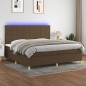 Letto a Molle Materasso e LED Marronescuro 200x200cm in Tessuto Letto a Molle Materasso e LED Marronescuro 200x200cm in Tessuto