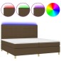 Letto a Molle Materasso e LED Marronescuro 200x200cm in Tessuto Letto a Molle Materasso e LED Marronescuro 200x200cm in Tessuto