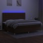 Letto a Molle Materasso e LED Marronescuro 200x200cm in Tessuto Letto a Molle Materasso e LED Marronescuro 200x200cm in Tessuto