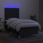 Letto a Molle con Materasso e LED Nero 100x200 cm in Tessuto Letto a Molle con Materasso e LED Nero 100x200 cm in Tessuto