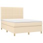 Letto a Molle con Materasso e LED Crema 140x190 cm in Tessuto Letto a Molle con Materasso e LED Crema 140x190 cm in Tessuto