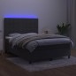 Letto a Molle con Materasso e LED Grigio Scuro 140x190 cm Letto a Molle con Materasso e LED Grigio Scuro 140x190 cm