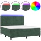 Letto a Molle con Materasso e LED Verde Scuro 160x200cm Velluto Letto a Molle con Materasso e LED Verde Scuro 160x200cm Velluto