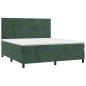 Letto a Molle con Materasso e LED Verde Scuro 160x200cm Velluto Letto a Molle con Materasso e LED Verde Scuro 160x200cm Velluto