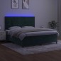 Letto a Molle con Materasso e LED Verde Scuro 160x200cm Velluto Letto a Molle con Materasso e LED Verde Scuro 160x200cm Velluto