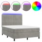 Letto a Molle Materasso e LED Grigio Chiaro 140x200 cm Velluto Letto a Molle Materasso e LED Grigio Chiaro 140x200 cm Velluto