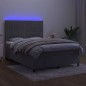 Letto a Molle Materasso e LED Grigio Chiaro 140x200 cm Velluto Letto a Molle Materasso e LED Grigio Chiaro 140x200 cm Velluto
