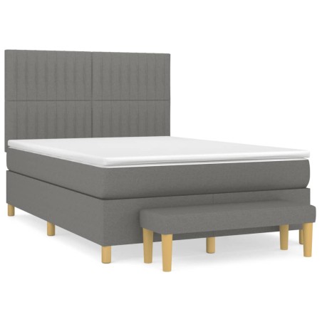 Giroletto a Molle con Materasso Grigio Scuro 140x190 cm Tessuto
