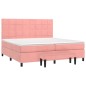 Giroletto a Molle con Materasso Rosa 200x200 cm in Velluto